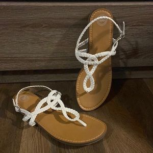 White and tan sandals. Size 6. Worn twice.